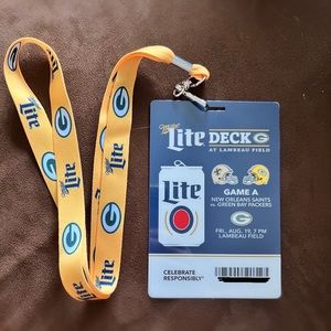 Green Bay packer vs New Orlean Saints used Miller Lite Ticket and Lanyard
